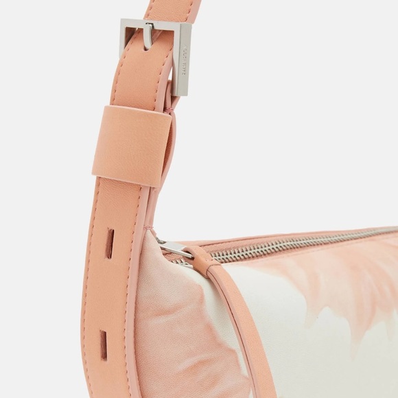 AllSaints Half Moon Leather Crossbody Bag in Soft Pink - Picture 4 of 12